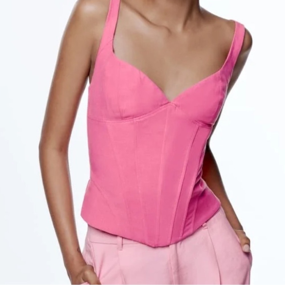 Zara Corset Tank Top Pink